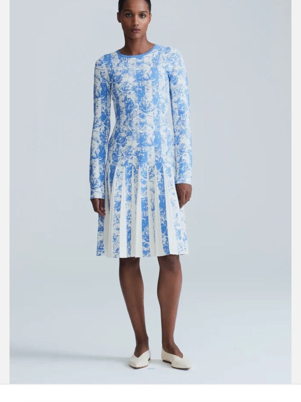 Lela Rose Pleated Jacquard Midi Dress